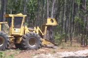 Older style Feller buncher tree cutting machine