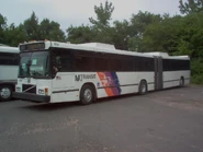 A retired but serviceable New Jersey Transit Volvo articulated bus in storage in Connecticut in 2004.