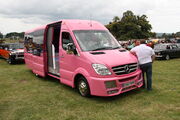 Mercedes-Benz - pink party bus - at Powderham Castle 11 - IMG 5969