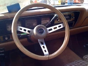 Steering wheel on a collapsible column in an  from the 1970s