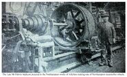 The Late Mr Edwin Addicott pictured in the Northampton works of Allchins making one of northampton steamroller wheels.