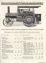 Avery Catalog 65hp Single Cylinder Staight Flue Steam Engine