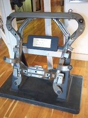Front subframe of a  on display in 