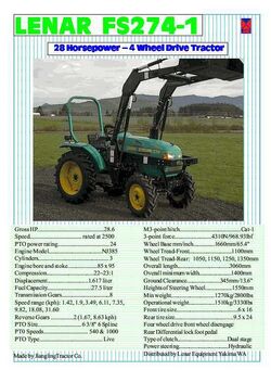 Lenar FS274, Tractor & Construction Plant Wiki