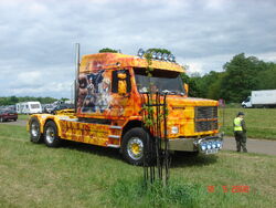 A Customised Bonneted Scania tractor Unit