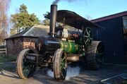 Fowler ploughing engine in steam outside the industrial museum buildings