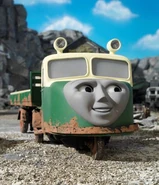 The Scammell Scarab tractor lorry from 1964 as Madge the snub-nosed lorry in Thomas & Friends