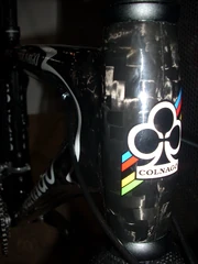 Nude carbon headtube on a Colnago road bike.
