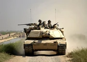 M1A1 conducts reconnaissance in Iraq in September 2004.