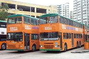 Two training buses of New World First Bus in Hong Kong.