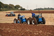 R Desbrough (l) and A Cooke (r) ploughing with their Northrop tractors at the Ford Conversions Event 2012