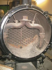 A smokebox with ash residues