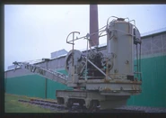 A 1830s Smith Of Rodley Steam Railcrane now preserved at a Steam Museum display near Carmathen in Wales