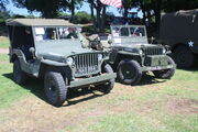 Hotchkiss M201 of 1959 reg NAS 884 and (right) 1944 Willys MB Jeep of E