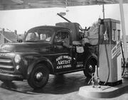 Albert Namatjira refuelling for a trip to Alice Springs