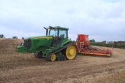 John Deere 8420T with seeder unit at maldon 11 - IMG 4960 