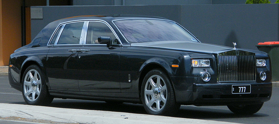 The Rolls-Royce Phantom has a Teflon-coated umbrella in the rear