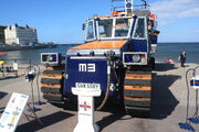 MB Talus lifeboat tractor on slipway at Llandudno in Wales