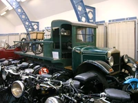 Vehicles on display in the exhibition area.