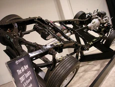 2007 Toyota Tundra chassis showing an x-shaped crossmember at the back.