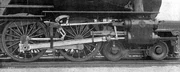 Steam locomotive rods, the large angled rod being the connecting rod