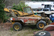 A 1970s LINER Giraffe LG2 4WD Telehandler used in the Brooklands Museum in Surrey