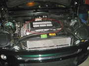 The engine bay of a 2003 —the  is circled in red.