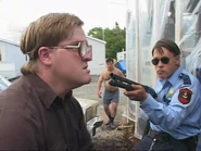 Bubbles held at bay attempting to free the boys.