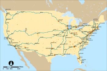 Amtrak network map 2016