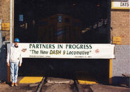 Dash 9 CNW ceremony held in 1993. CNW was the first road to acquire C44-9W's.