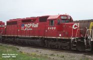 CP 6408; one of several ex-Soo, nee IC SD40A units retired and currently stored by the railroad.