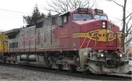 An early ATSF Dash 9 with the distinct truck humps.