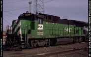 One of the three B32-8 units leased to the Burlington Northern.