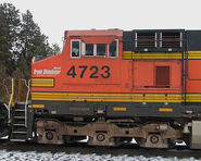 BNSF #4723 with the Microsoft Train Simulator promotion sticker.