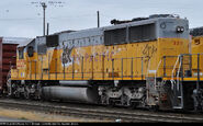 One of the remaining SD60 units on UP's roster (showing its state of neglect).