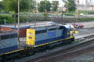 Two TORC (ex-CSX); TORCO, Toledo Dock, or Toledo Ore Company, SD40's retaining CSX YN2 schemes. CSX has since scrapped and/or rebuilt many of such units leased to their respective affiliate (some which have since resided at their Huntington, WV facility).