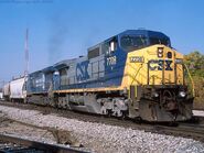 A CSX YN2-painted C40-8W with a former Conrail-painted C40-8W.