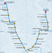 En 2006 La ligne T1, en construction sur la ville de Nice comprends un parcours initial de 8,7 Km qui sera prolongé de 4,5 Km jusqu'à La Trinité.