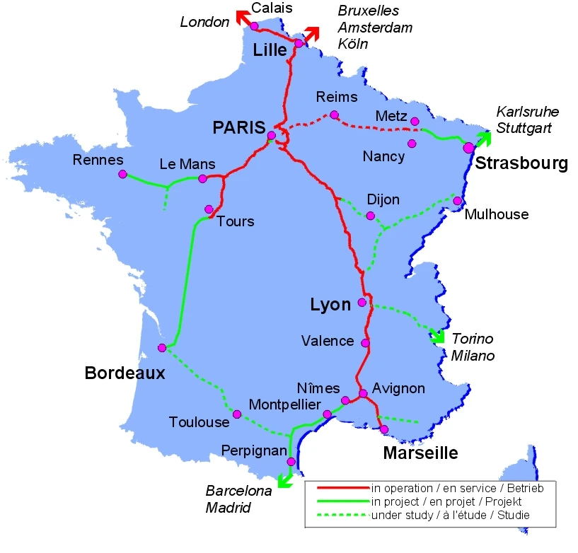 carte lignes LGV