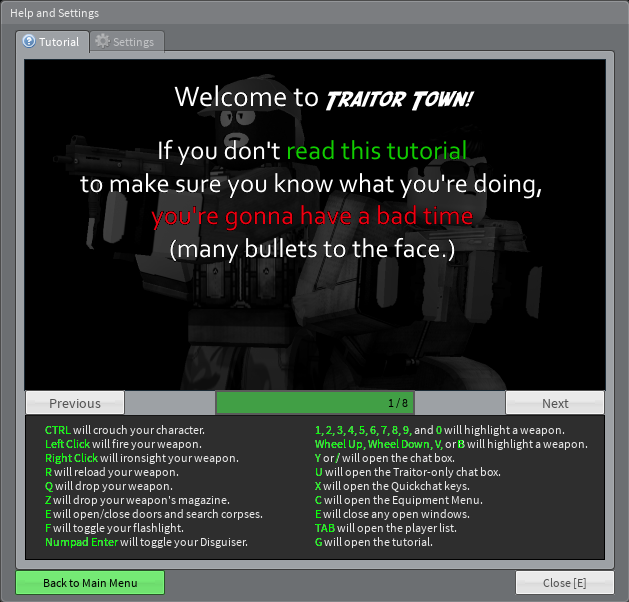 Guide Menu Traitor Town Wiki Fandom - roblox chat menu commands