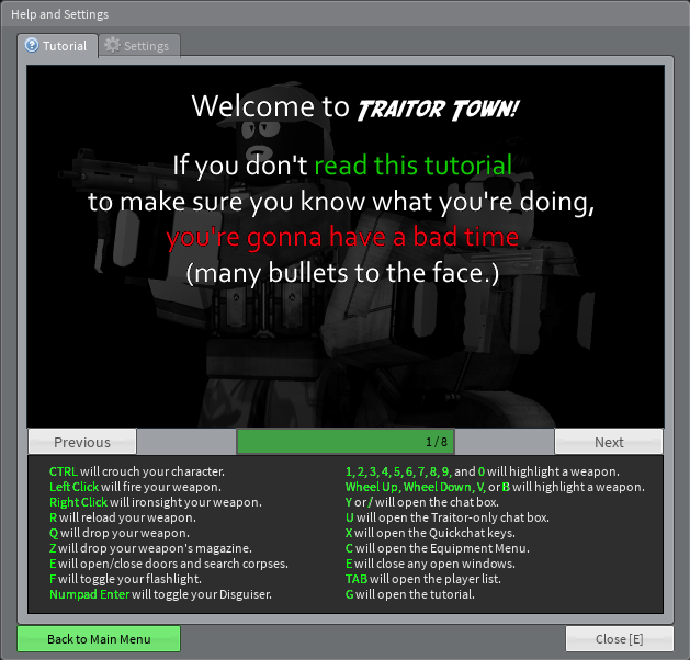 Guide Menu Traitor Town Wiki Fandom - how to make a crouch button in roblox