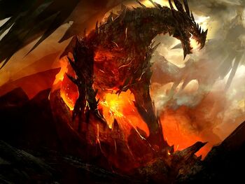 Dragons fire volcanoes fantasy art artwork 1600x1200 wallpaper www.wallmay.com 30