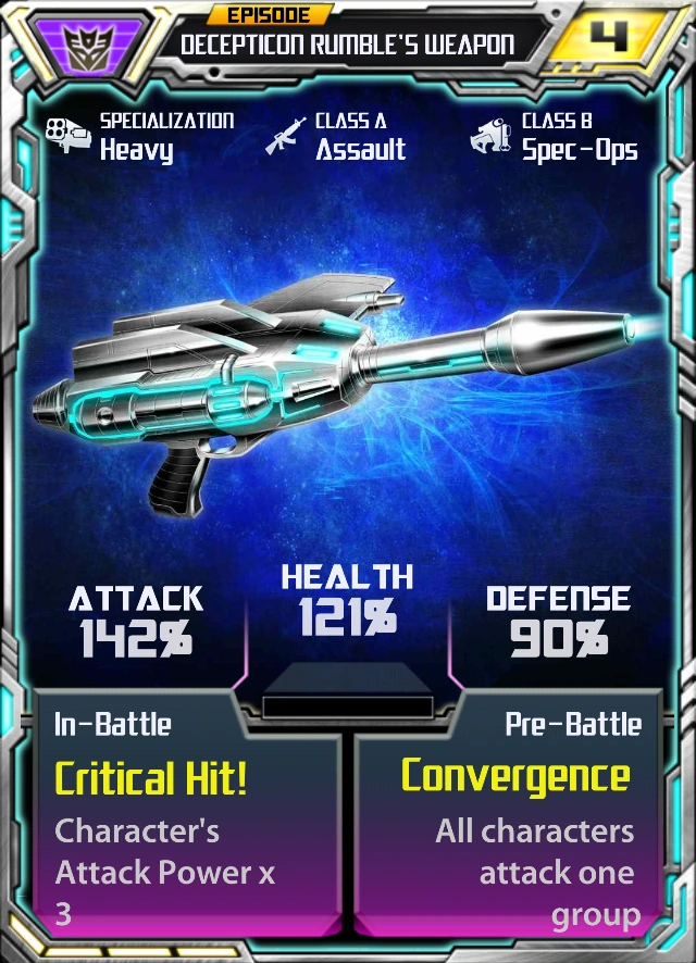 Decepticon Rumble (1) Weapon | Transformers Legends Wiki | Fandom