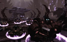 The outside of the complex in heavy rainfall.