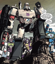 Megatron prepares to attack a human lab