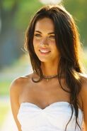 Promotional Image of Mikaela Banes wearing her strapless white dress in Revenge of the Fallen.