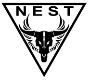 N.E.S.T. Depicted on vehicles and uniforms of NEST personnel.