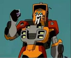 TFA Wreck Gar holding Decepticon Symbol