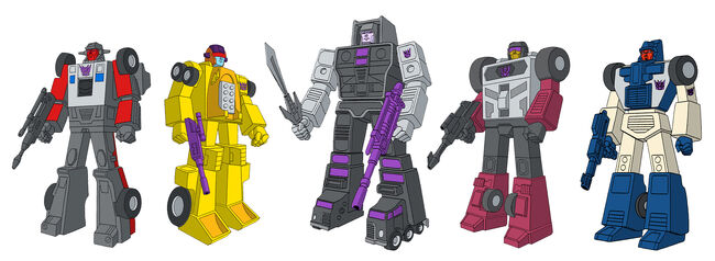 From left to right: Wildrider, Dragstrip, Motormaster, Dead End and Breakdown