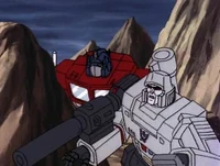 Megatron does not appreciate Optimus groping him.